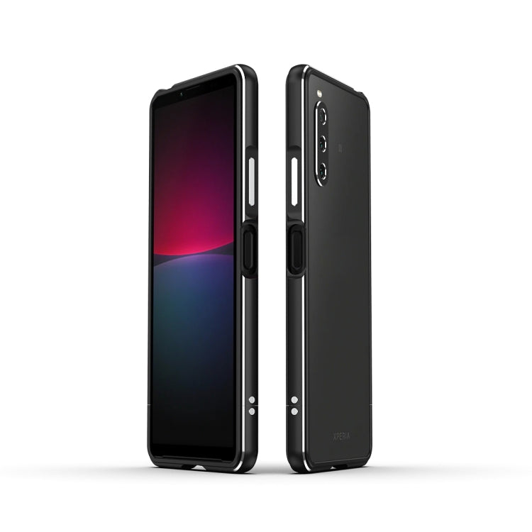 For Sony Xperia 10 Ⅳ Aurora Series Lens Protector + Metal Frame Protective Phone Case(Black+Silver) Eurekaonline