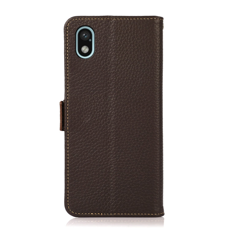 For Sony Xperia Ace III KHAZNEH Side-Magnetic Litchi Genuine Leather RFID Phone Case(Brown) Eurekaonline