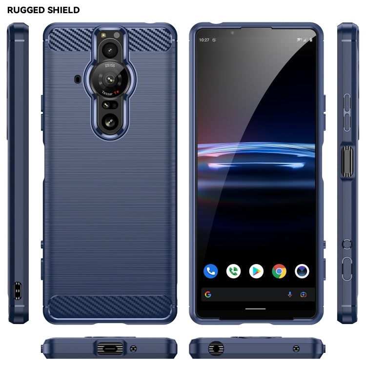 For Sony Xperia Pro-I Brushed Texture Carbon Fiber TPU Phone Case(Blue) Eurekaonline