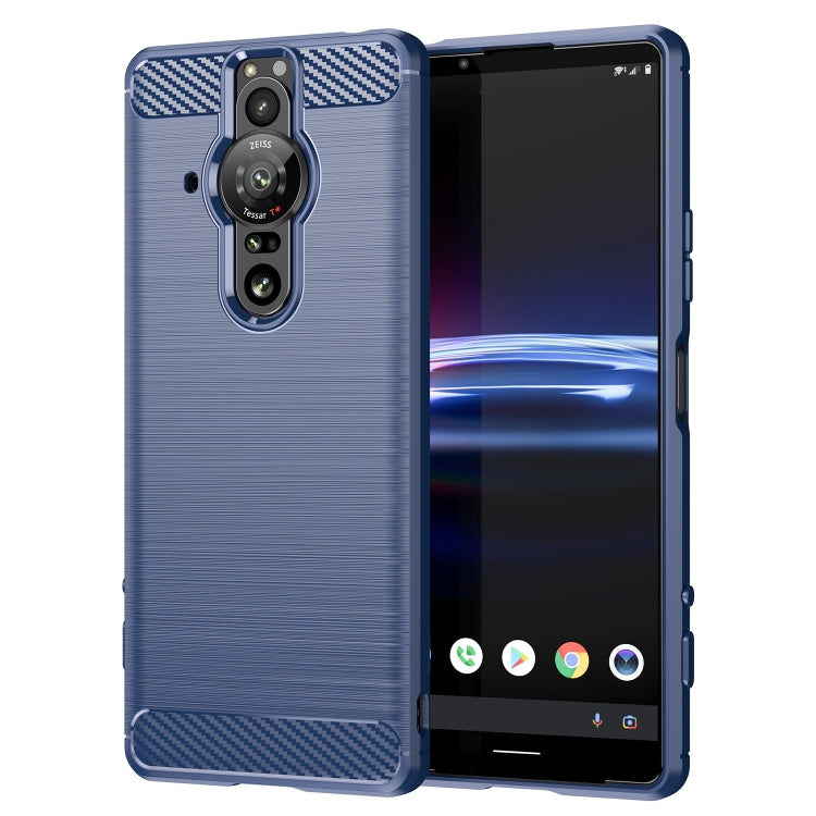 For Sony Xperia Pro-I Brushed Texture Carbon Fiber TPU Phone Case(Blue) Eurekaonline