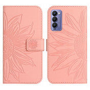 For Tecno Camon 18 / 18 P Skin Feel Sun Flower Pattern Flip Leather Phone Case with Lanyard(Pink) Eurekaonline