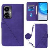 For Tecno Camon 19 Crossbody 3D Embossed Flip Leather Phone Case(Purple) Eurekaonline