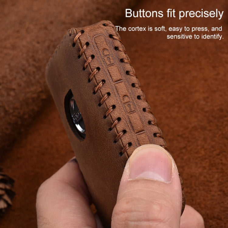 For Volvo Single Slit Style Car Cowhide Leather Key Protective Cover Key Case (Black) Eurekaonline