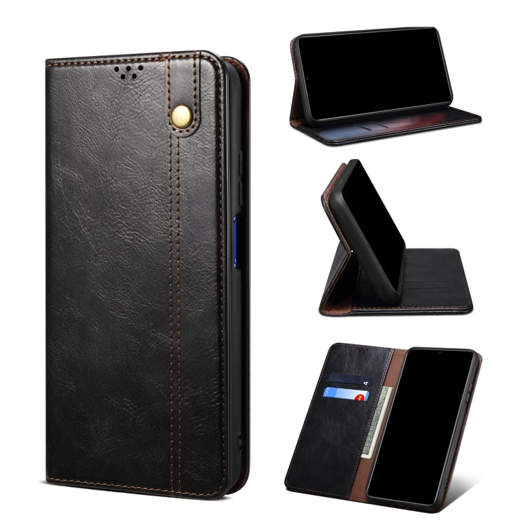 12S Simple Wax Crazy Horse Texture Leather Phone Case(Black) Eurekaonline