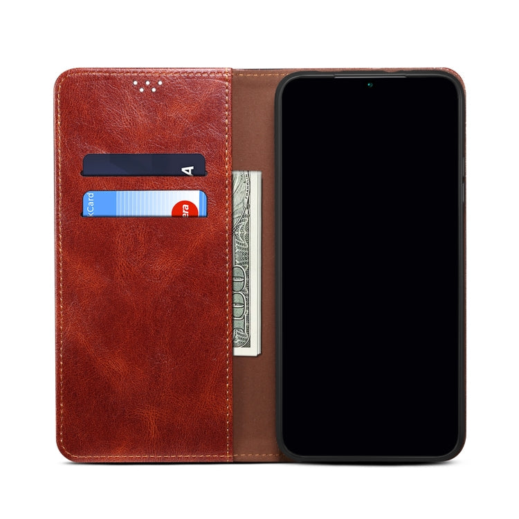 For Xiaomi 12/12S Simple Wax Crazy Horse Texture Leather Phone Case(Brown) Eurekaonline