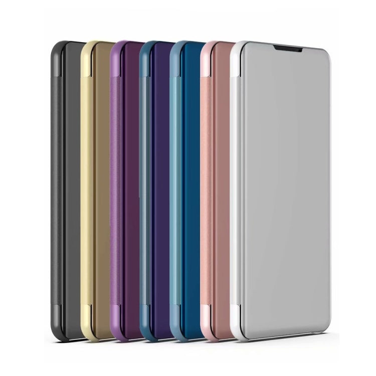  12X  Plated Mirror Horizontal Flip Leather Case with Holder(Blue) Eurekaonline