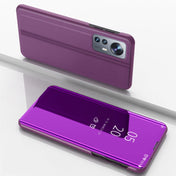 For Xiaomi 12 / 12X  Plated Mirror Horizontal Flip Leather Case with Holder(Purple) Eurekaonline