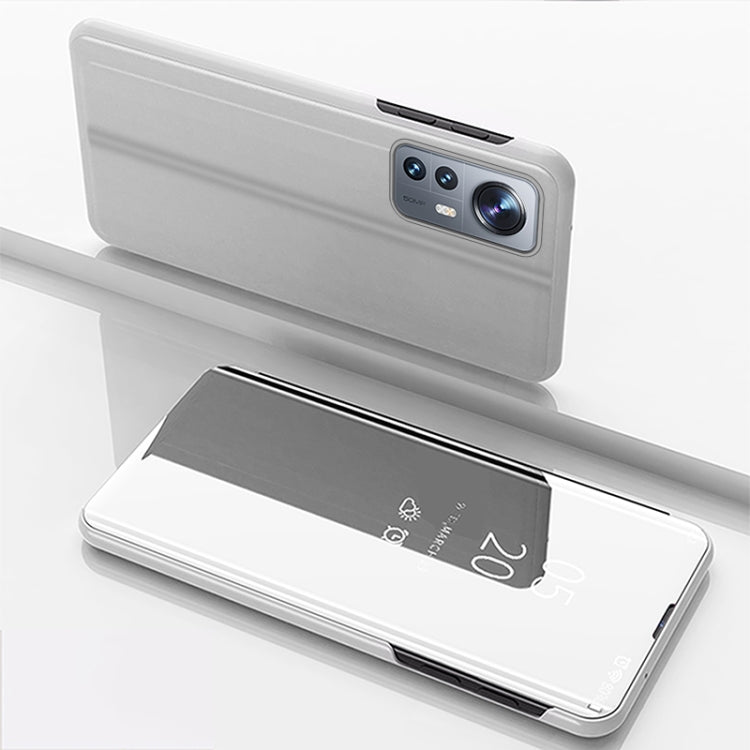  12X  Plated Mirror Horizontal Flip Leather Case with Holder(Silver) Eurekaonline