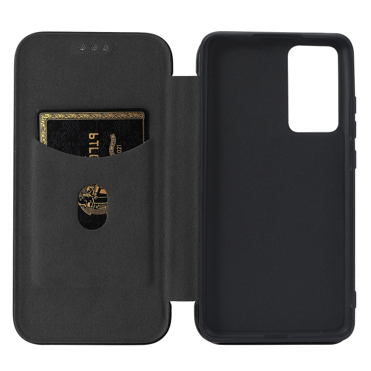For Xiaomi 12 5G Carbon Fiber Texture Horizontal Flip PU Phone Case(Black) Eurekaonline