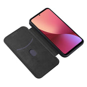 For Xiaomi 12 5G Carbon Fiber Texture Horizontal Flip PU Phone Case(Black) Eurekaonline