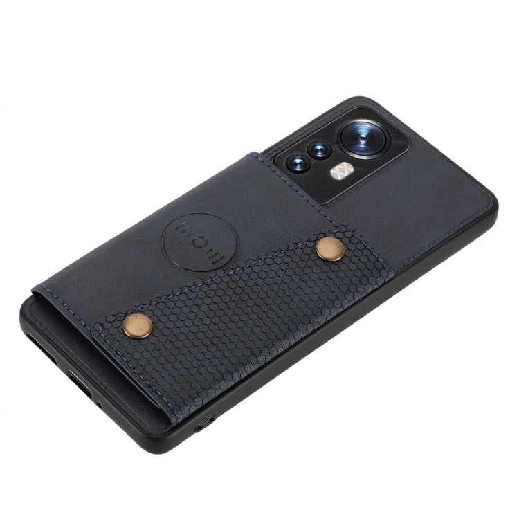 For Xiaomi 12 Double Buckle PU + TPU Shockproof Magnetic Phone Case(Blue) Eurekaonline