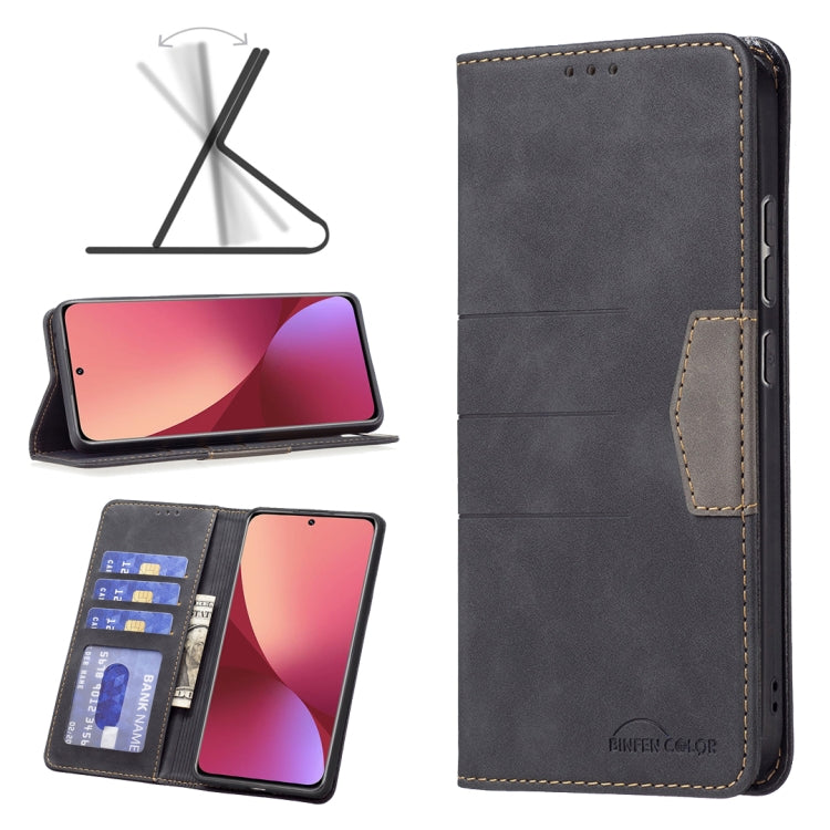 For Xiaomi 12 Magnetic Splicing Leather Phone Case(Black) Eurekaonline