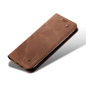 For Xiaomi 12 Pro/12S Pro Denim Texture Casual Style Leather Phone Case(Brown) Eurekaonline