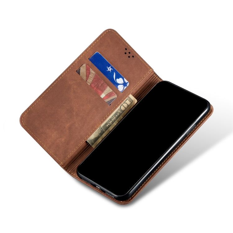 For Xiaomi 12 Pro/12S Pro Denim Texture Casual Style Leather Phone Case(Brown) Eurekaonline