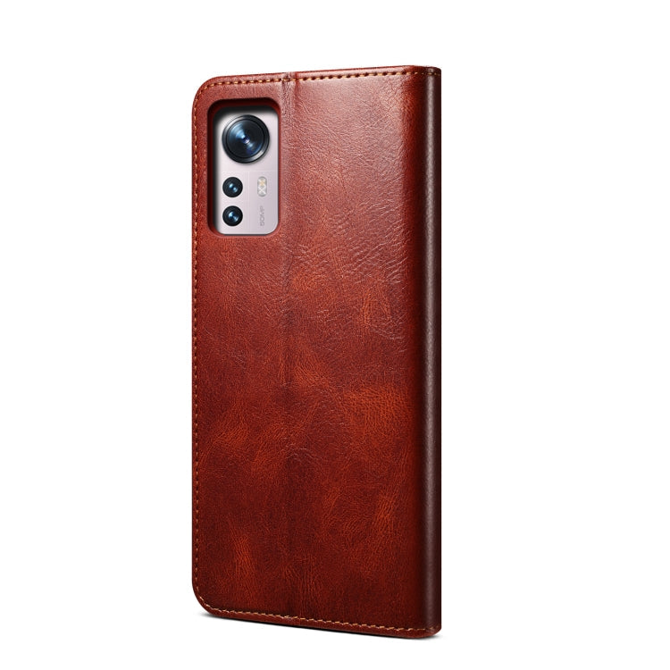 For Xiaomi 12 Pro/12S Pro Simple Wax Crazy Horse Texture Leather Phone Case(Brown) Eurekaonline