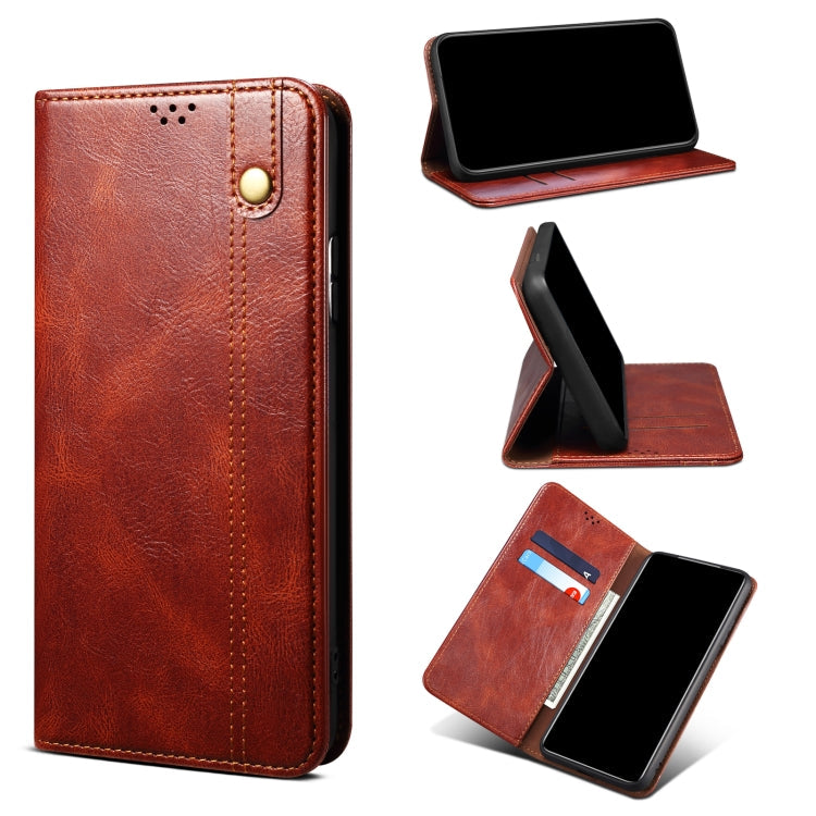 12S Pro Simple Wax Crazy Horse Texture Leather Phone Case(Brown) Eurekaonline
