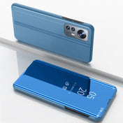 For Xiaomi 12 Pro Plated Mirror Horizontal Flip Leather Case with Holder(Blue) Eurekaonline