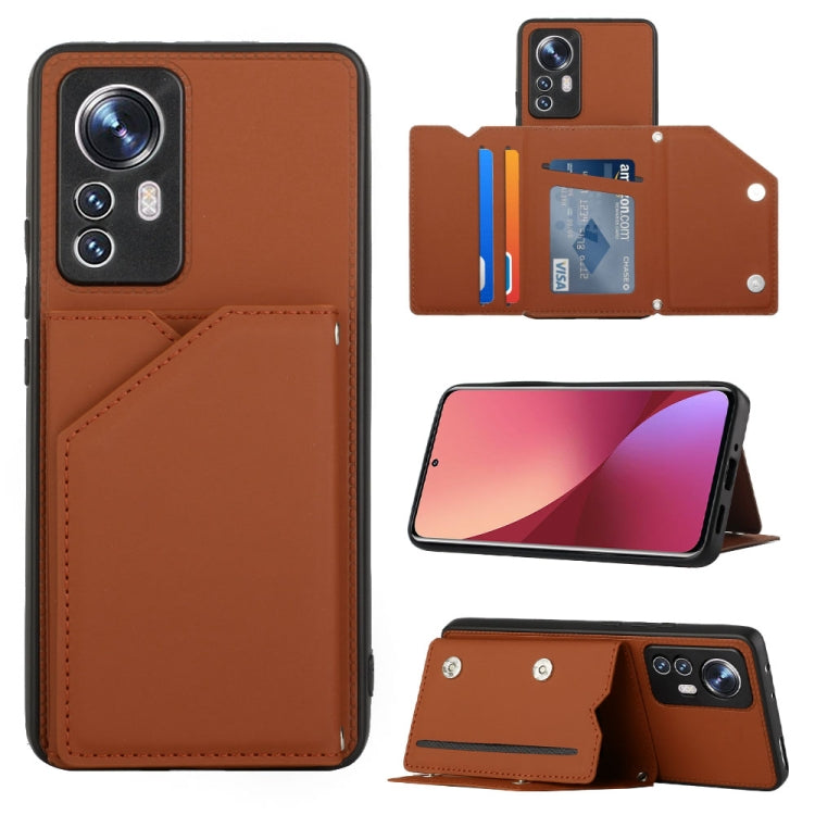 For Xiaomi 12 Pro Skin Feel PU + TPU + PC Phone Case(Brown) Eurekaonline
