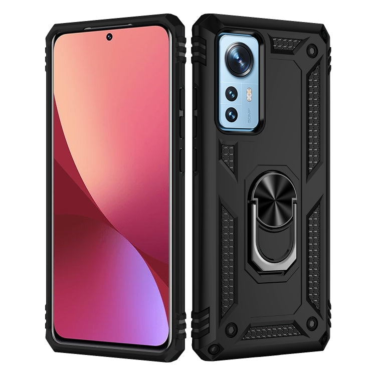 For Xiaomi 12 Shockproof TPU + PC Phone Case with Holder(Black) Eurekaonline