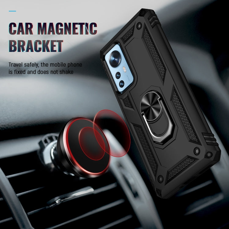 For Xiaomi 12 Shockproof TPU + PC Phone Case with Holder(Black) Eurekaonline