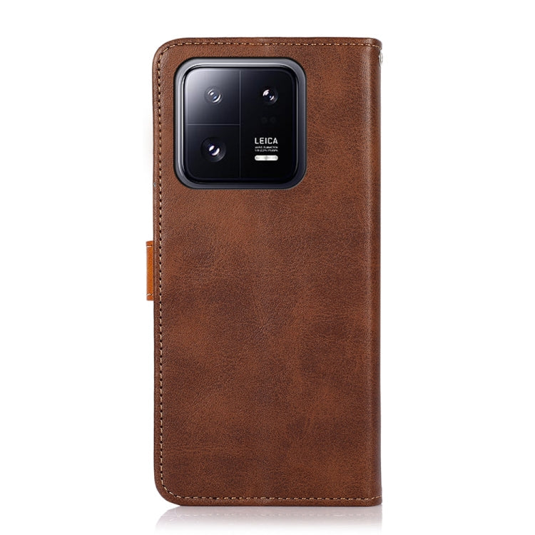 For Xiaomi 13 KHAZNEH Dual-color Cowhide Texture Flip Leather Phone Case(Brown) Eurekaonline