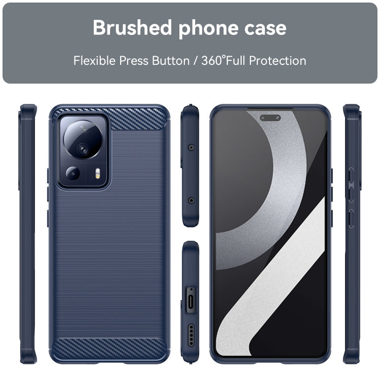 For Xiaomi 13 Lite Brushed Texture Carbon Fiber TPU Phone Case(Blue) Eurekaonline
