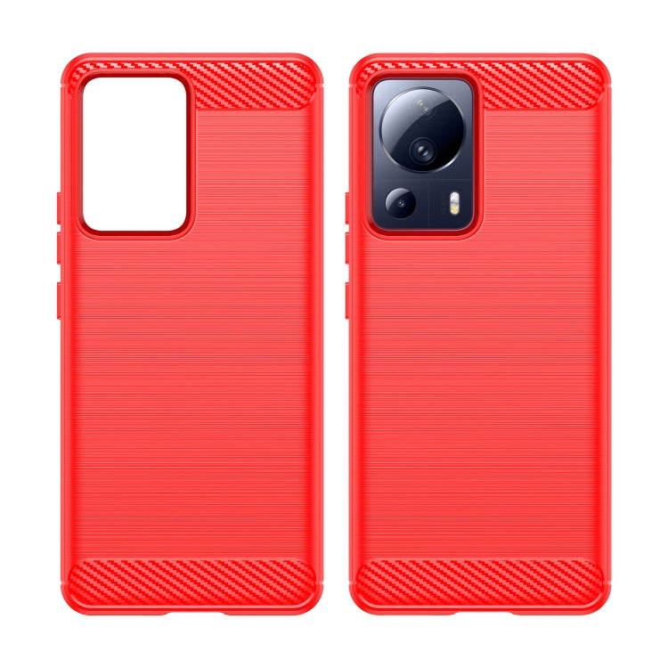 For Xiaomi 13 Lite Brushed Texture Carbon Fiber TPU Phone Case(Red) Eurekaonline