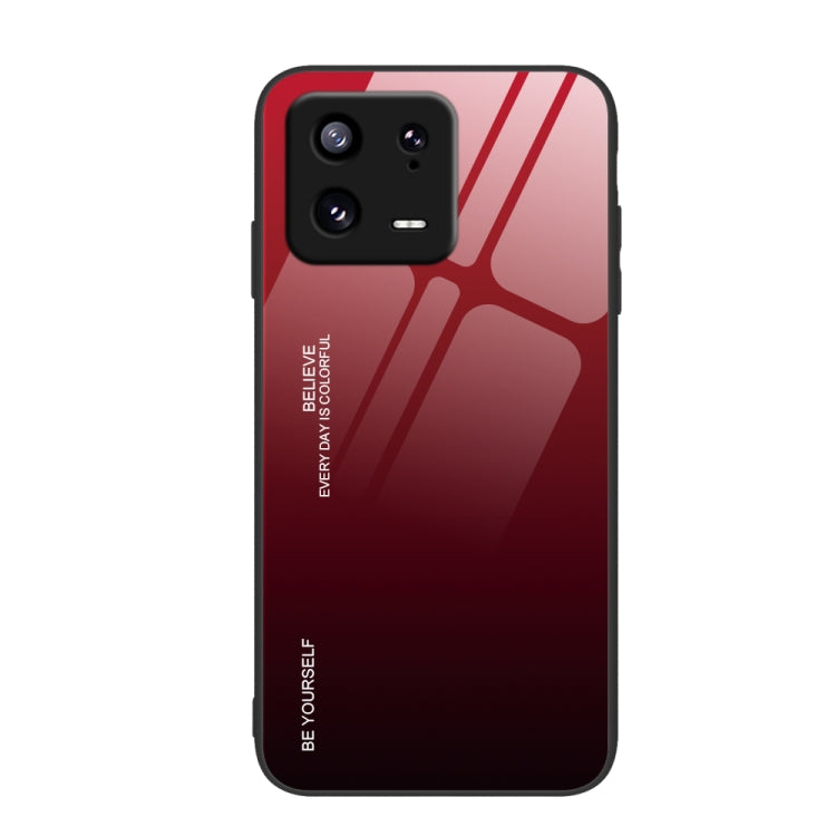 For Xiaomi 13 Pro Gradient Color Glass Phone Case(Red Black) Eurekaonline