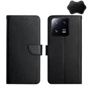 For Xiaomi 13 Pro HT02 Genuine Leather Fingerprint-proof Flip Phone Case(Black) Eurekaonline
