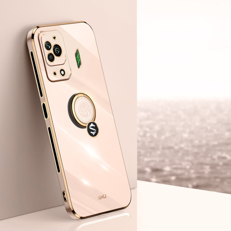 For Xiaomi Black Shark 5 Pro XINLI Straight Edge 6D Electroplate TPU Phone Case with Ring Holder(Pink) Eurekaonline
