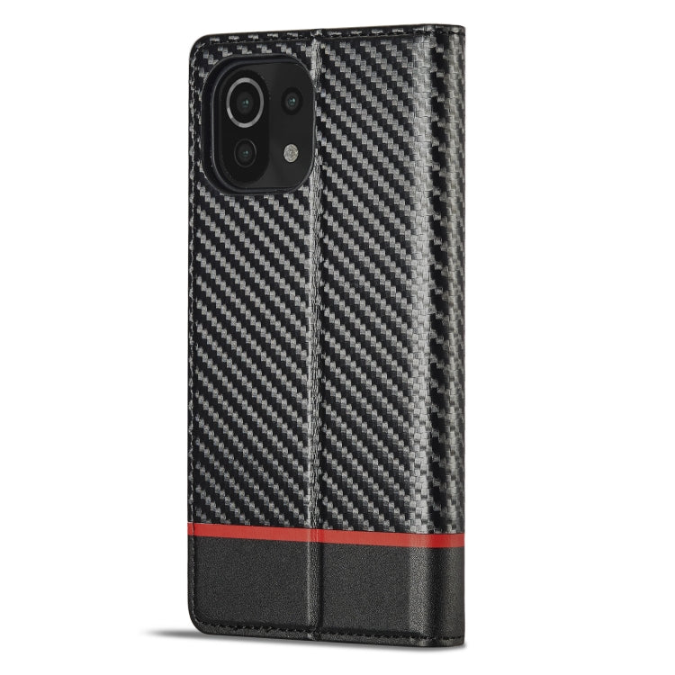 For Xiaomi Mi 11 Lite LC.IMEEKE Carbon Fiber Texture Flip Leather Phone Case(Horizontal Black) Eurekaonline