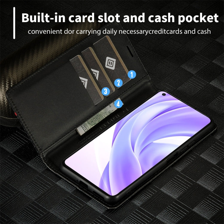 For Xiaomi Mi 11 Lite LC.IMEEKE Carbon Fiber Texture Flip Leather Phone Case(Vertical Black) Eurekaonline