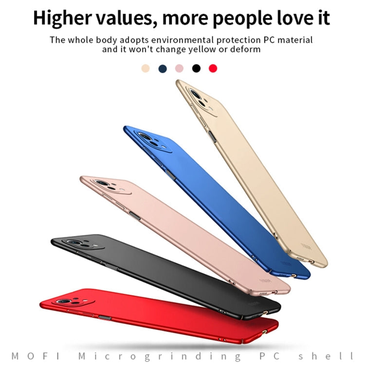 For Xiaomi Mi 11 Lite MOFI Frosted PC Ultra-thin Hard Case(Gold) Eurekaonline