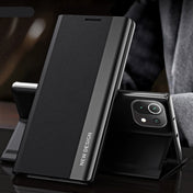 For Xiaomi Mi 11 Side Electroplated Magnetic Ultra-Thin Horizontal Flip Leather Case with Holder(Black) Eurekaonline