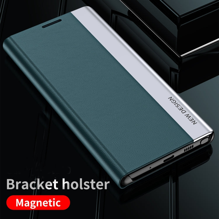 For Xiaomi Mi 11 Side Electroplated Magnetic Ultra-Thin Horizontal Flip Leather Case with Holder(Green) Eurekaonline