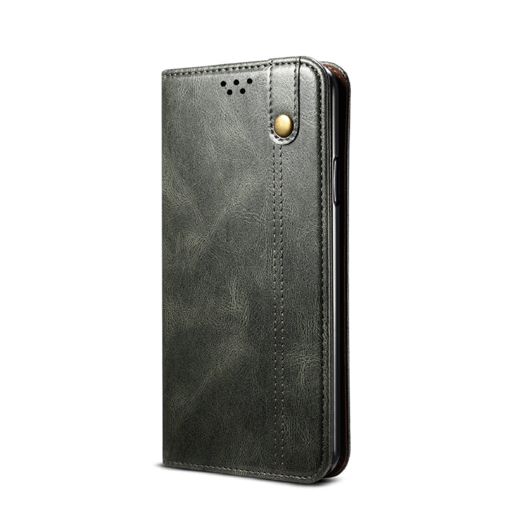 For Xiaomi Mi 11 Simple Wax Crazy Horse Texture Horizontal Flip Leather Case with Card Slots & Wallet(Dark Green) Eurekaonline