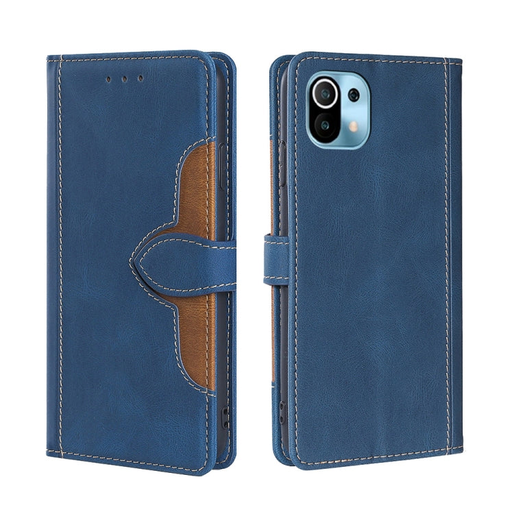 For Xiaomi Mi 11 Skin Feel Straw Hat Magnetic Buckle Leather Phone Case(Blue) Eurekaonline
