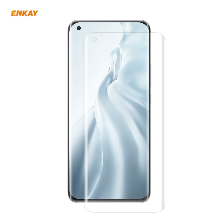 For Xiaomi Mi 11 Ultra Hat-Prince ENKAY Clear TPU Shockproof Case Soft Anti-slip Cover + 3D Full Screen PET Curved Hot Bending HD Screen Protector Soft Film Support Fingerprint Unlock Eurekaonline
