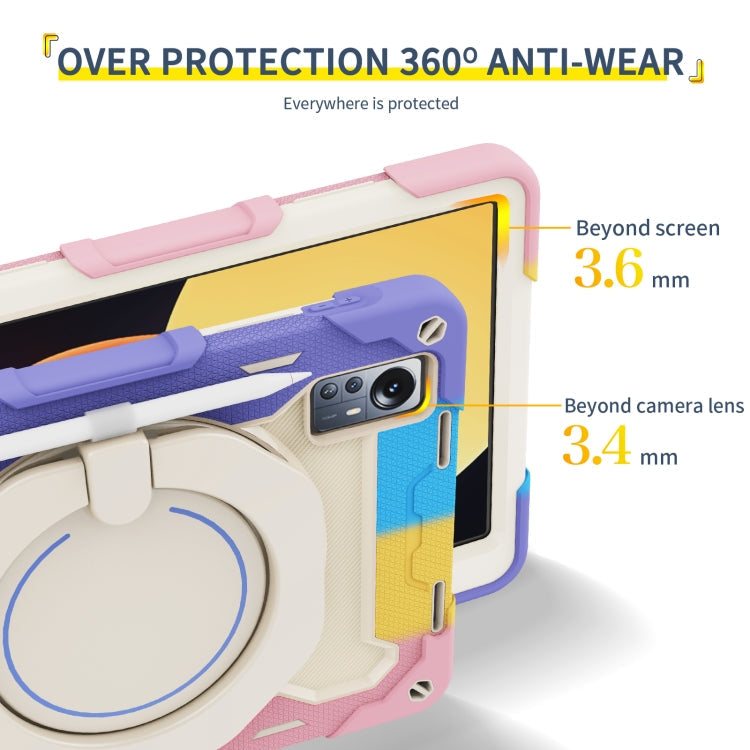 For Xiaomi Pad 5 Pro 12.4 Armor Contrast Color Silicone + PC Tablet Case(Colorful Pink) Eurekaonline