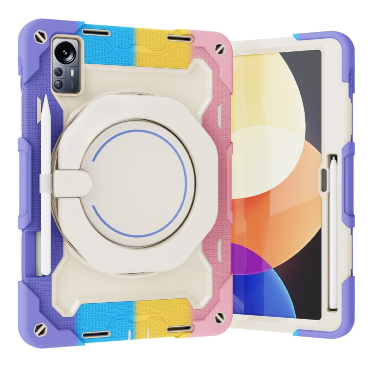 For Xiaomi Pad 5 Pro 12.4 Armor Contrast Color Silicone + PC Tablet Case(Colorful Pink) Eurekaonline
