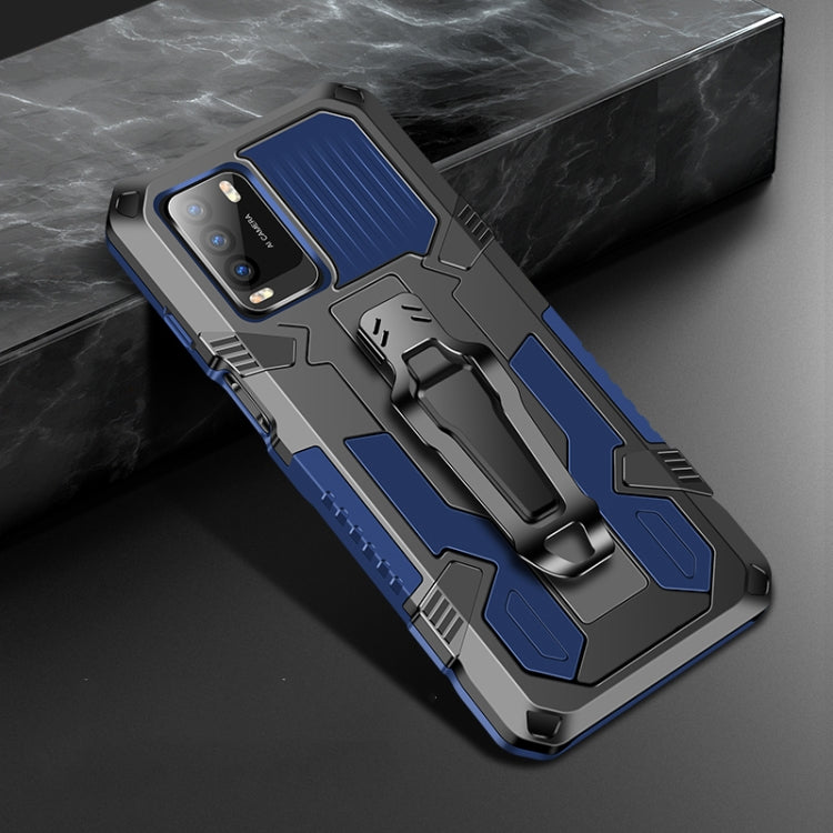 For Xiaomi Poco M3 Machine Armor Warrior Shockproof PC + TPU Protective Case(Royal Blue) Eurekaonline