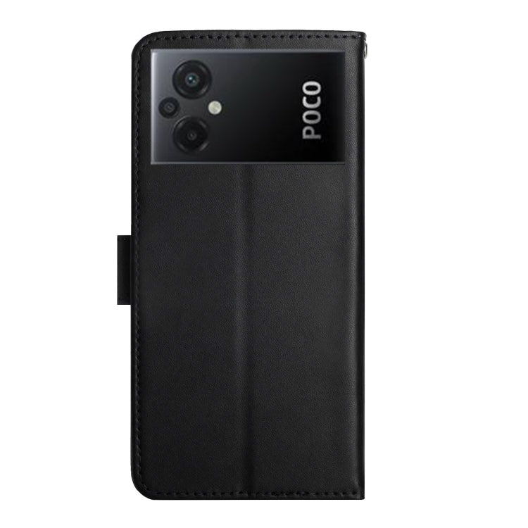 For Xiaomi Poco M5 4G/5G/M4 5G Genuine Leather Fingerprint-proof Flip Phone Case(Black) Eurekaonline