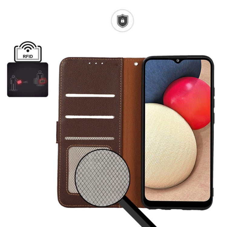 For Xiaomi Poco M5 5G / 4G KHAZNEH Litchi Texture Leather RFID Phone Case(Brown) Eurekaonline