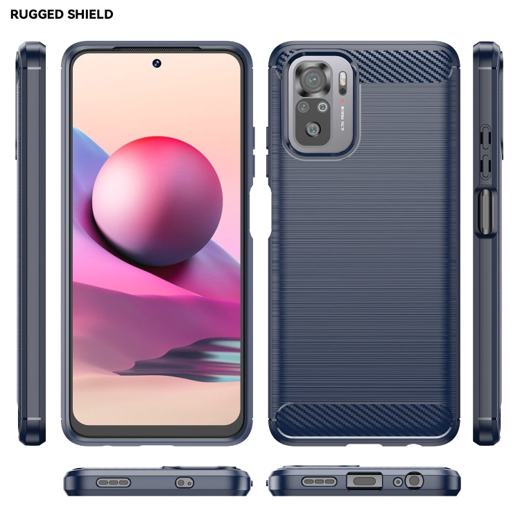 For Xiaomi Poco M5s Brushed Texture Carbon Fiber TPU Phone Case(Blue) Eurekaonline