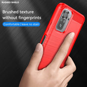For Xiaomi Poco M5s Brushed Texture Carbon Fiber TPU Phone Case(Red) Eurekaonline