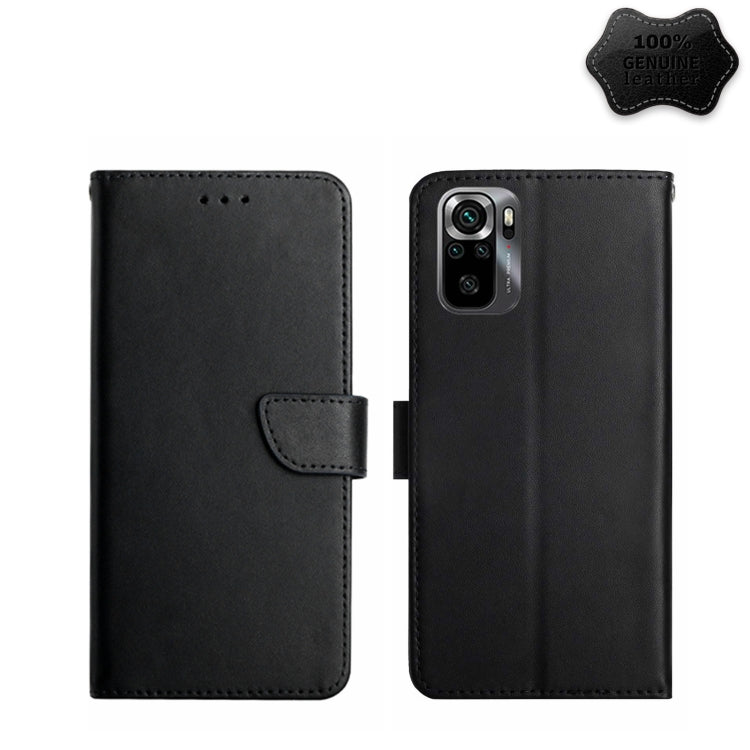 For Xiaomi Poco M5s Genuine Leather Fingerprint-proof Flip Phone Case(Black) Eurekaonline
