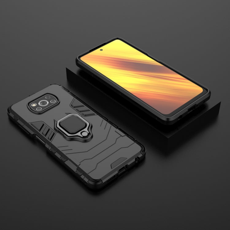 For Xiaomi Poco X3 NFC PC + TPU Shockproof Protective Case with Magnetic Ring Holder(Black) Eurekaonline