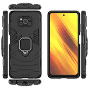 For Xiaomi Poco X3 NFC PC + TPU Shockproof Protective Case with Magnetic Ring Holder(Black) Eurekaonline