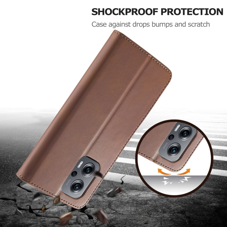 For Xiaomi Poco X4 GT 5G LC.IMEEKE Calf Texture Leather Phone Case(Coffee) Eurekaonline