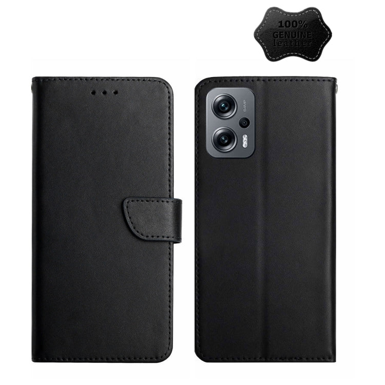 For Xiaomi Poco X4 GT Genuine Leather Fingerprint-proof Horizontal Flip Phone Case(Black) Eurekaonline